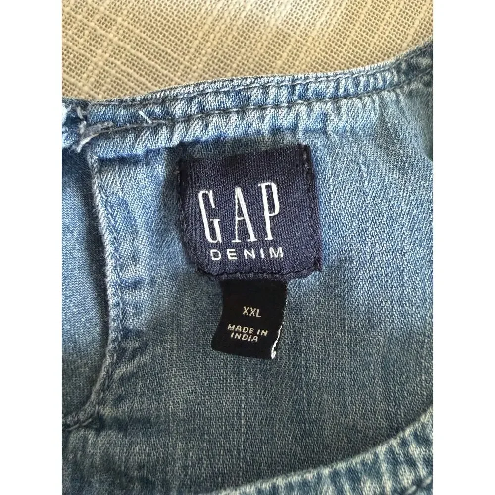 GAP Girls Denim Top Long Sleeve Ruffle Peplum Style Light Wash Size XXL=16/18